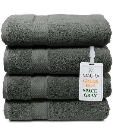 Luxurious Extra Large Turkish Bath Towel Sets 4pc - Ultra Soft, Thick, Plush & Highly Absorbent Premium Hotel & Spa Quality Oversized Cotton Towels for Adults - Enhance Your Bathroom - Space Gray Bath Towel (4-Pack) Space Gray