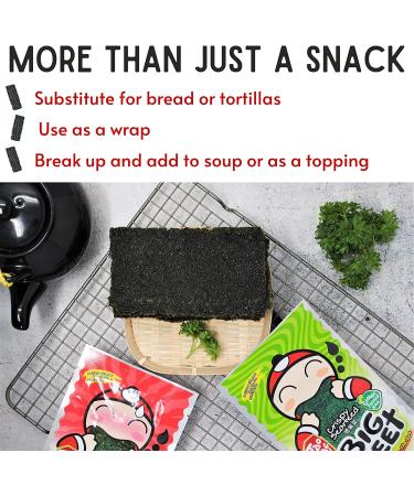 Tao Kae Noi Big Crispy Seaweed Snack Sheets | Spicy Thai Nori Chips | Healthy Snacks for Kids & Adults | 12 Individually Wrapped Sheets, 3.2g - Buy Online on GoSupps.com