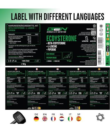 ‎GEN GERMAN ELITE NUTRITION Ecdysterone Complex - High Dose with 760 mg With L-Leucine + Piperine  - 60 Capsules - Buy Online on GoSupps.com