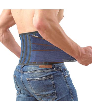 AVESTON Back Support Lower Back Brace for Back Pain Relief - Thin Breathable Rigid 6 ribs Adjustable Lumbar Support Belt Men/Women Keeps Your Spine Straight, Surgery, Fracture - Medium 32-37" Belly Medium (32-37 Inch)