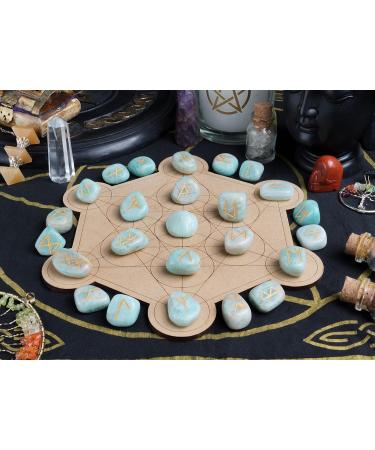 Crocon Amazonite Rune Stones Set - Elder Futhark Alphabet Engraved Symbols for Chakra Balancing | Decorative Stones 10-15mm - Buy Online on GoSupps.com