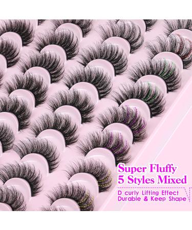 JIMIRE 5D Faux Mink False Eyelashes Multipack - 20 Pairs | Natural Fluffy Wispy Lashes | 5 Styles | 14mm-18mm | Small Eyes | Natural Look - Buy Online on GoSupps.com