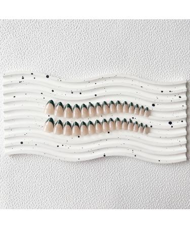 30 PCS Dark Green Almond French Tip Press-On Nails | Medium Short False Nails | SXVME Glue-On Gel Acrylic Nails for Women - Buy Online on GoSupps.com