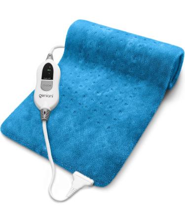 GENIANI Extra Large Electric Heating Pad for Back Pain and Cramps Relief - Auto Shut Off - Soft Heat Pad for Moist & Dry Therapy - Heat Patch (Aqua Blue) Xl Aqua Blue