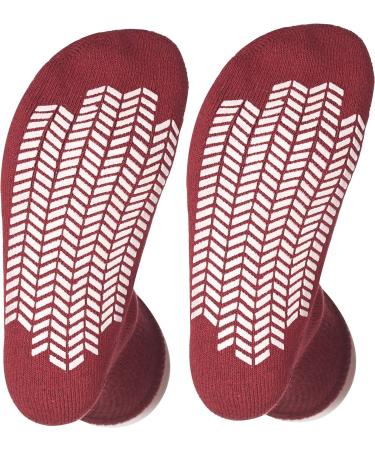 Diabetic Gripper Socks 6 Pack - Unisex Non Skid Slipper Socks for Men and Women, Loose Fitting Design, Physician Approved (Maroon, Size 9-11) - Buy Online on GoSupps.com