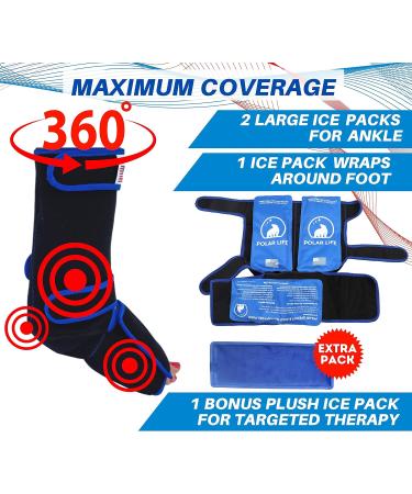 Ankle and Foot Ice Pack - Hot & Cold Therapy for Achilles Tendonitis, Plantar Fasciitis, Ankle Sprain | Polar Life Ankle Ice Wrap with Bonus Ice Pack - Buy Online on GoSupps.com