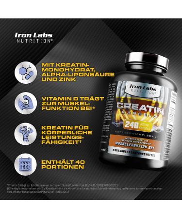 Buy Vegan Creatine Monohydrate Capsules - 240 Count with ALA - 4.206mg Per Portion - International Shipping - Buy Online on GoSupps.com