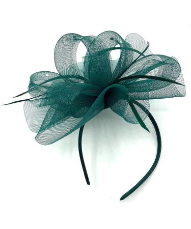 Ladies Large Feather Aliceband / Clip Fascinator Weddings Races Royal Ascot Hair Piece Womens Hat (Green) - Buy Online on GoSupps.com