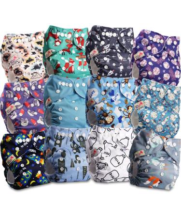 Littles and Bloomz Baby Reusable Pocket Nappy Cloth Diaper Standard Popper 12 Nappies FLP2-1204