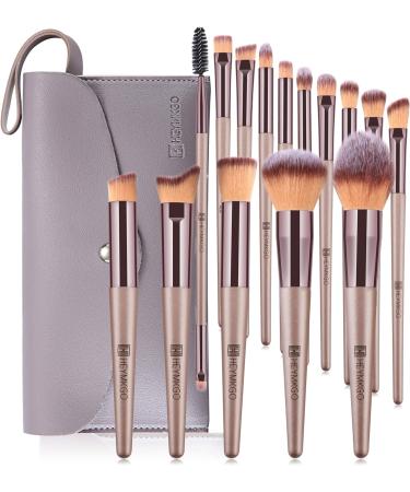HEYMKGO Makeup Brushes 15 Pcs Make Up Brushes Set Professional Champagne Gold Makeup Brush Pack Foundation Blending Powder Blush Concealers Eyeshadow Eyeliner Make-up Brush Kits with Cosmetics Bag - Buy Online on GoSupps.com
