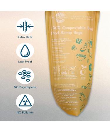 Moonygreen Compost Bags  Trash Bags 3Gallon  Extra Thick 0.87 Mils  US BPI ASTM D6400 Certified Compostable Food Scrap Kitchen Waste Bags  100 Count - Buy Online on GoSupps.com