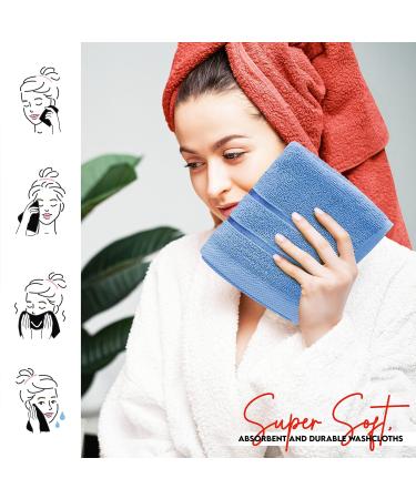 Utopia Towels 12-Pack Viscos Luxury Wash Cloths Set - 100% Cotton, Highly Absorbent & Soft - Essential for Bathroom, Gym, Spa - Electric Blue (12x12 Inches) - Buy Online on GoSupps.com