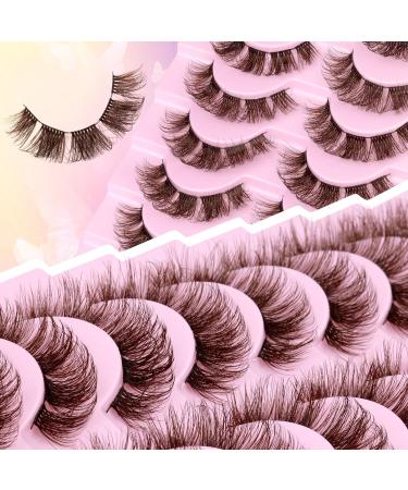 Brown Cluster Lashes Extension - 10 Pairs of 17MM Natural Wispy Fluffy Faux Mink Lashes - Buy Online on GoSupps.com