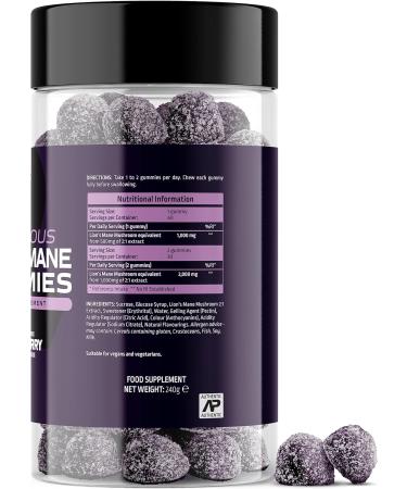 Lions Mane Gummies - 1000mg Delicious Mixed Berry Flavour Mushroom Supplement - 60 Vegan Gummies - Buy Online on GoSupps.com