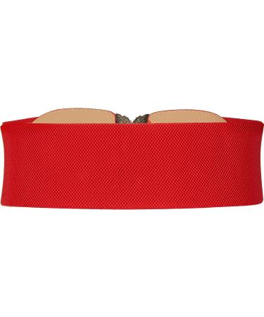 BlackButterfly Red Vintage Buckle Waist Belt 14-16 - 3 Inch Wide Waspie Elastic - Buy Online on GoSupps.com