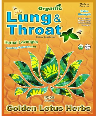 Organic Lung & Throat Herbal Lozenges - 0.5kg, 125 Count - Golden Lotus Herbs - Buy Online on GoSupps.com