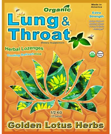Golden Lotus Herbs Organic Lung & Throat Herbal Lozenges (0.5-Kilo) 125 Count (Pack of 1)