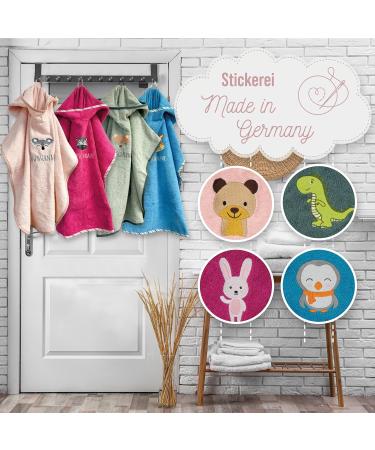 Personalized Children's Badeponcho | Embroidered Hooded Towel - Oeko-Tex Standard 100 | Pure Cotton | Custom Name & Motif (Blue) - Buy Online on GoSupps.com