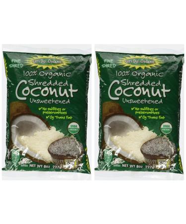 Let's Do Organic Coconut Finely Shredded Flakes Unsweetened -- 8 oz Each / Pack of 2