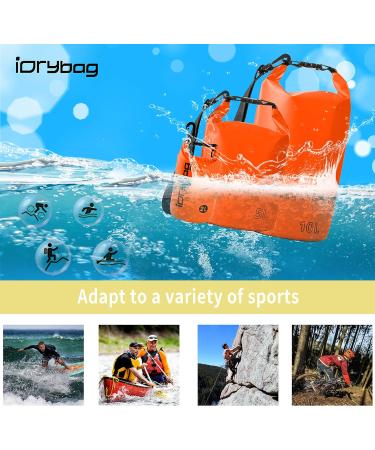 IDRYBAG Waterproof Backpack Dry Bag 5L - Orange | For Women Men | Ideal for Kayaking, Boating, Hiking | Waterproof Floating Bag - Buy Online on GoSupps.com