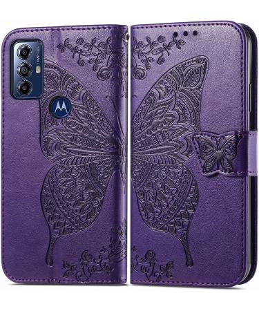 MVKZFE Premium PU Leather Wallet Case for Moto G Play 5G (2023) - 3D Butterfly Pattern Card Compartments Dark Violet - Buy Online on GoSupps.com