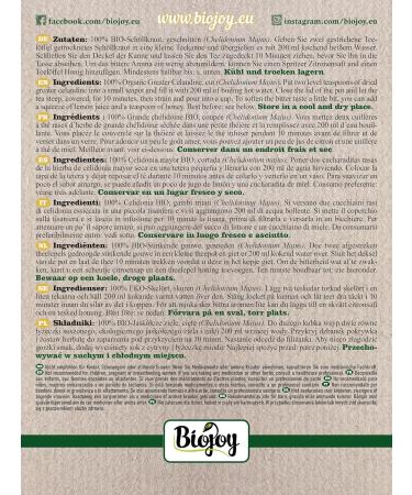 Biojoy Grande Ch lidoine BIO (100 g) s ch e et coup e id ale pour le th et l'infusion (Chelidonium Majus) - Buy Online on GoSupps.com