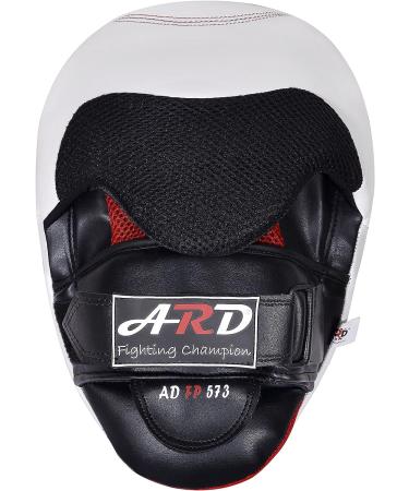 ARD Gel Punch Mitts Cowhide Leather Boxing MMA Training Kickboxing Muay Thai Focus Pad - White - Buy Online on GoSupps.com
