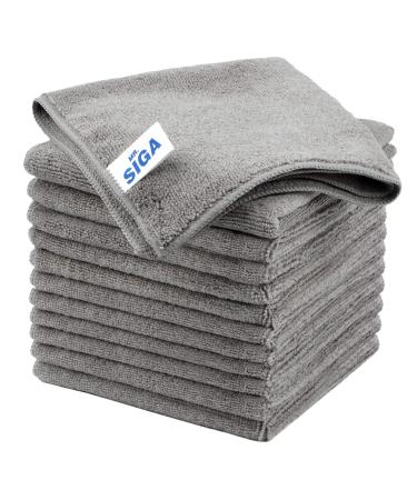 MR.SIGA Microfiber Cleaning Cloth, All-Purpose Microfiber Towels, Streak Free Cleaning Rags, Pack of 12, Grey, Size 32 x 32 cm(12.6 x 12.6 inch) Gray - Buy Online on GoSupps.com