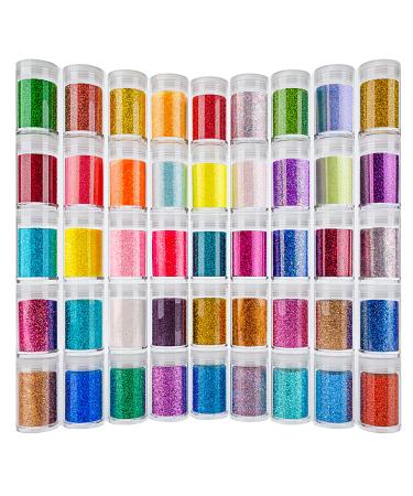 Ultra Fine Glitter 45 Colors Set, Holographic Glitter Powder for Tumblers, Arts and Craft Glitter, Iridescent Glitter for Epoxy Resin, Cosmetic Glitter for Body Nail Face Hair Eyeshadow Makeup
