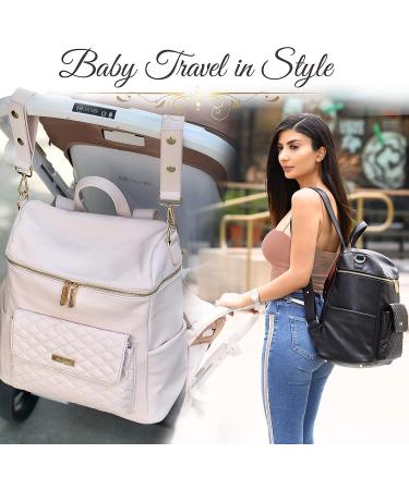 Monaco Diaper Bag Backpack by Luli Bebe - Chic Vegan Leather (Pearl White) - Buy Online on GoSupps.com