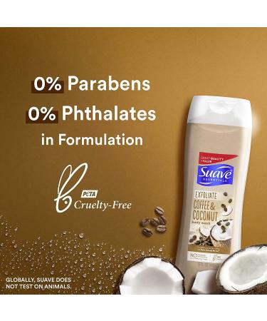 Suave Essentials Body Wash for Women - Coffee & Coconut - Gentle Exfoliation, Paraben-Free & Cruelty-Free - 15 oz - Buy Online on GoSupps.com