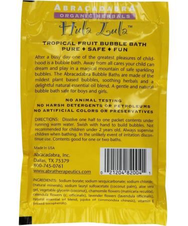 Abracadabra Organic Herbals Bubble Bath - Hula Lula Tropical Fruit 2.5 oz | Luxurious Eco-Friendly Bath Experience - Buy Online on GoSupps.com