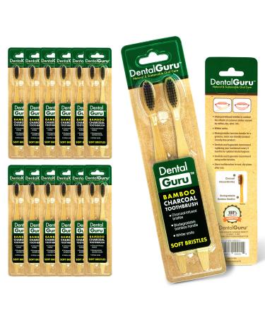 Dental Guru Charcoal Bamboo Toothbrush for Teeth Whitening - Creulty Free Oral Care  Eco Friendly  Charcoal Infused Soft Bristles  Biodegradable Handle  Beautiful and Whiter Smile