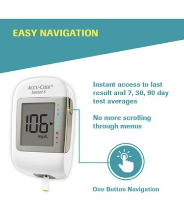 Accu Chek Instant S Blood Glucose Glucometer Kit With Vial Of 10 Strips 10 Lancets And A Lancing Device Free For Accurate Blood Sugar Testing - White - Buy Online on GoSupps.com