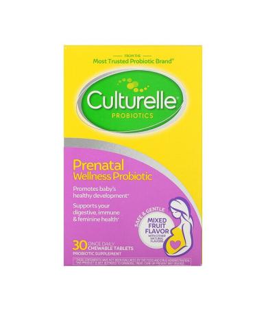 Culturelle Probiotics Prenatal Wellness Probiotic Mixed Fruit Flavor 30 Once Daily Chewable Tablets