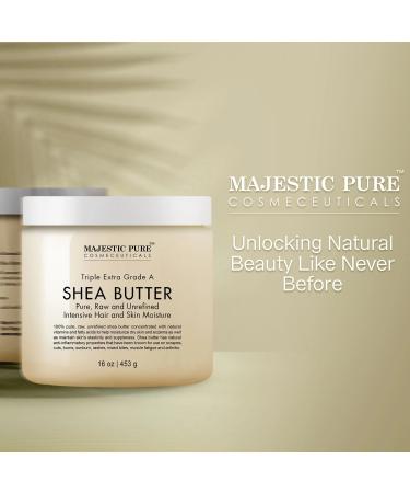 Majestic Pure Shea Butter 16 oz - Raw Unrefined Premium Grade Moisturizer for Dry Skin  Face  Body  Lips  and Hair - Skin & Hair Care Recipes - Buy Online on GoSupps.com