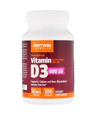 Jarrow Formulas Vitamin D3 Cholecalciferol 400 IU 100 Softgels