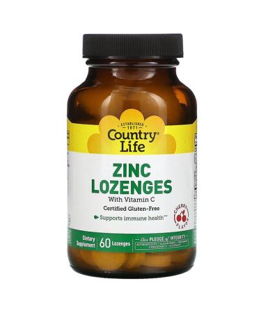 Country Life Zinc Lozenges with Vitamin C Cherry 60 Lozenges