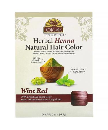 Okay Pure Naturals Herbal Henna Natural Hair Color Wine Red 2 oz (56.7 g)
