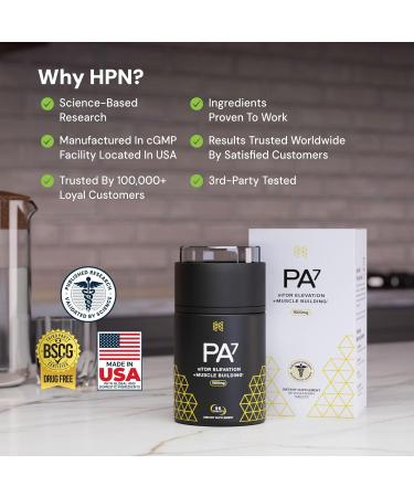 HPN PA(7) Phosphatidic Acid Muscle Builder - Boost mTOR, Increase Mass & Strength | Natural Muscle Building Supplement | 30 Day Supply - Buy Online on GoSupps.com