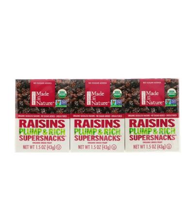 Made in Nature Organic Dried Raisins Plump & Rich Supersnacks 6 Pack 1.5 oz (42 g) Each
