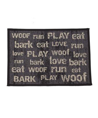 PetRageous 12062 Vintage Tapestry Dog and Cat Non-Skid Machine Washable Mat for Pet Feeding Areas with Rubber Backing 13-Inch by 19-Inch for Dogs and Cats, Grey