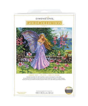 Dimensions 70-35410 Gold Collectiom Summer Fairy Counted Cross Stitch Kit 14" x 12" 16 Cnt. Grey Aida 6pcs