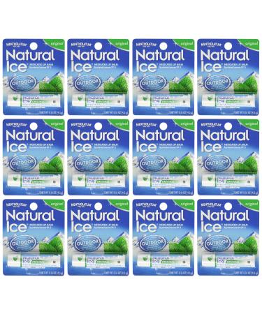 Mentholatum Natural Ice Medicated Lip Protectant Sunscreen 0.16 Ounce (Pack of 12)