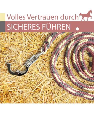 Lead Rope for Horses - 2m Tie Rope with Panic Hook | Stable Accessories in Grey Pastel Red Cream - Buy Online on GoSupps.com