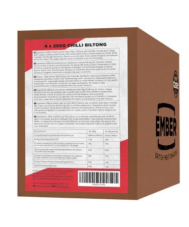 Ember Snacks Biltong Beef Jerky 250g x 4 Pack | Protein-Rich Low-Calorie Low-Fat On-the-Go Snack | Made from British & Irish Beef - Buy Online on GoSupps.com