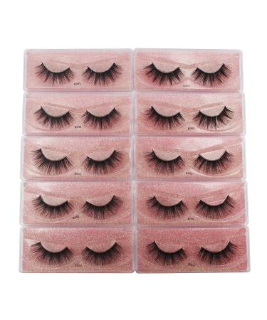 10 Pairs16mm Mink Lashes Wholesale 3D Mink Eyelashes Natural False Lashes Pack False Eyelashes Makeup Eyelashes Set In Bulk K002 (K002)