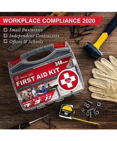 Swiss Safe 2-in-1 Hardcase First Aid Kit (348 Piece) + Bonus Mini Kit - Survival Preparedness for 50 People - Buy Online on GoSupps.com