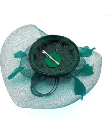 Ladies Dark Green Feather Fascinator Clip/Headband Weddings Races Royal Ascot Hair Piece - Buy Online on GoSupps.com