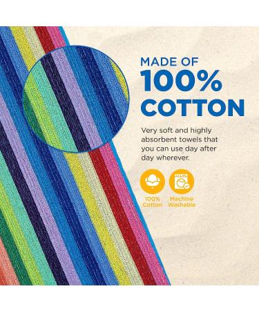 Ben Kaufman Colored Classic Multi-Color Stripe Beach Towel - Large Cotton - 30 x 60 - 4 Pack - Buy Online on GoSupps.com